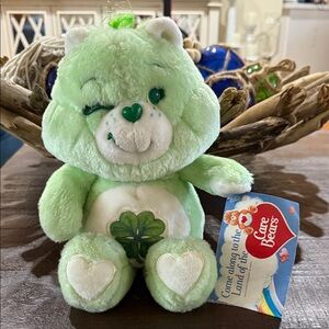 Vintage Excellent Condition Care Bear 1983 Good Luck Green and White Plush Bear